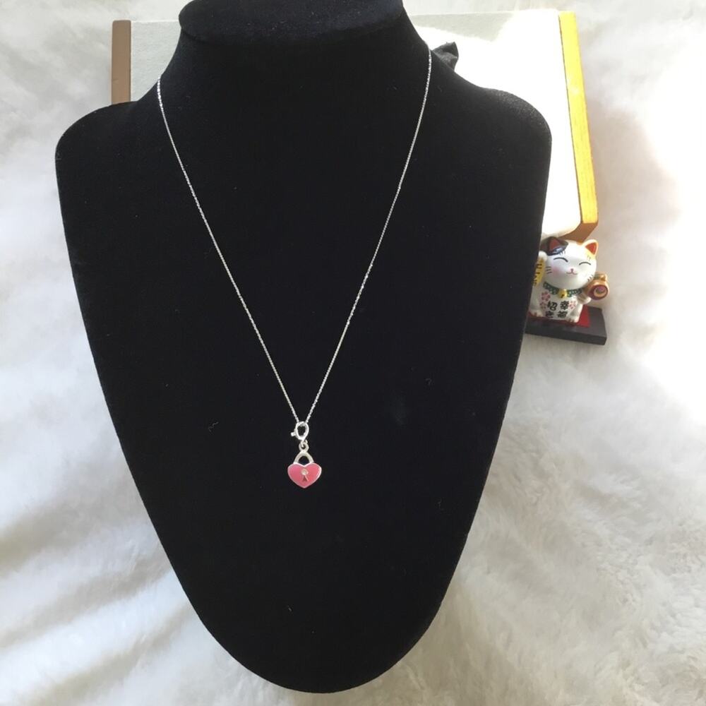 Sterling Silver Pink Heart Pendant Necklace